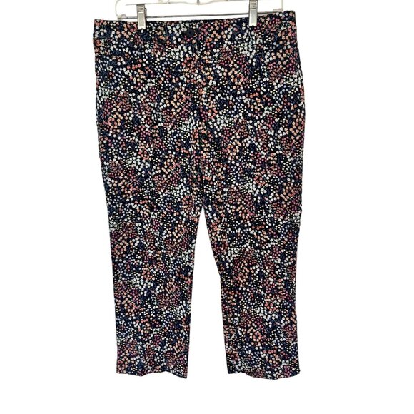 Talbots Womens Cropped Floral Print Flat Front Pants Size 14P - Picture 1 of 8